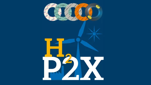 power to x logo in blauw vlak web
